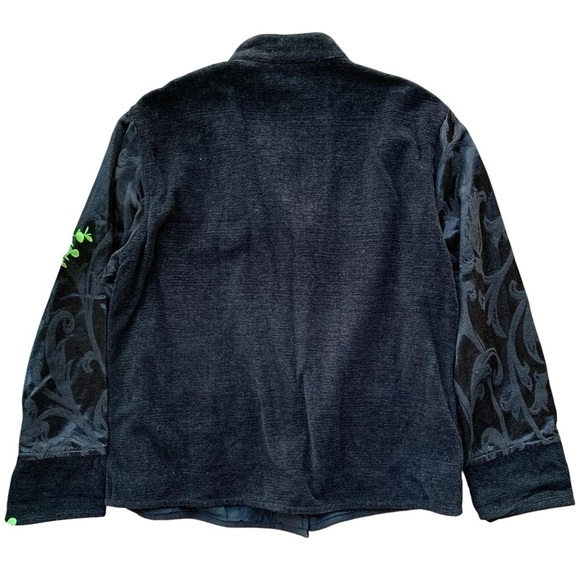 Flashback Tapestry Embroidered Beaded Buttoned Cotton Jacket Black Size Large - Picture 2 of 7